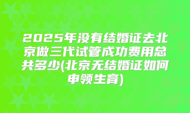 2025年没有结婚证去北京做三代试管成功费用总共多少(北京无结婚证如何申领生育)