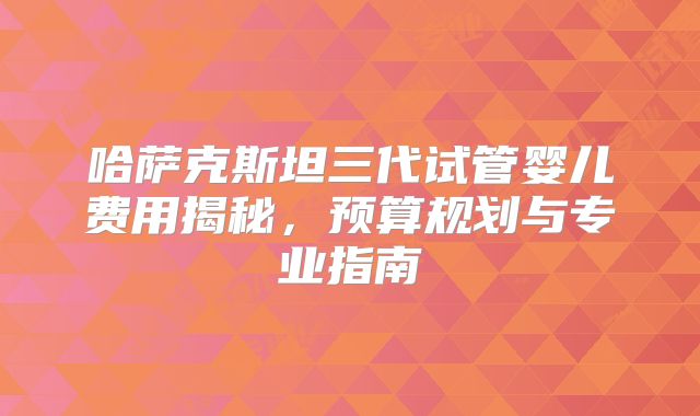 哈萨克斯坦三代试管婴儿费用揭秘,预算规划与专业指南