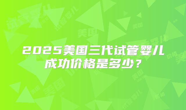 2025美国三代试管婴儿成功价格是多少?