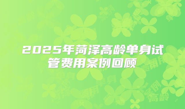 2025年菏泽高龄单身试管费用案例回顾