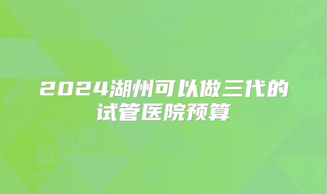 2024湖州可以做三代的试管医院预算
