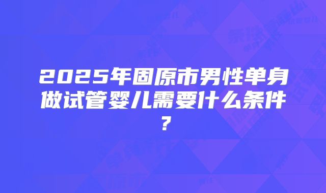 2025年固原市男性单身做试管婴儿需要什么条件?