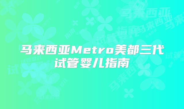 马来西亚Metro美都三代试管婴儿指南