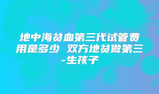 地中海贫血第三代试管费用是多少 双方地贫做第三-生孩子