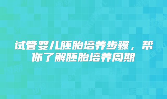 试管婴儿胚胎培养步骤，帮你了解胚胎培养周期