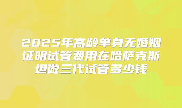 2025年高龄单身无婚姻证明试管费用在哈萨克斯坦做三代试管多少钱