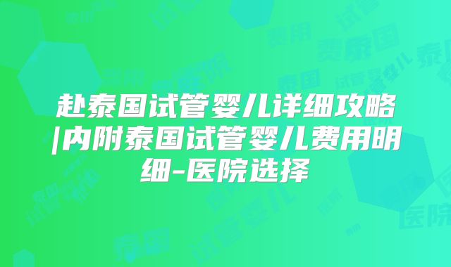 赴泰国试管婴儿详细攻略|内附泰国试管婴儿费用明细-医院选择