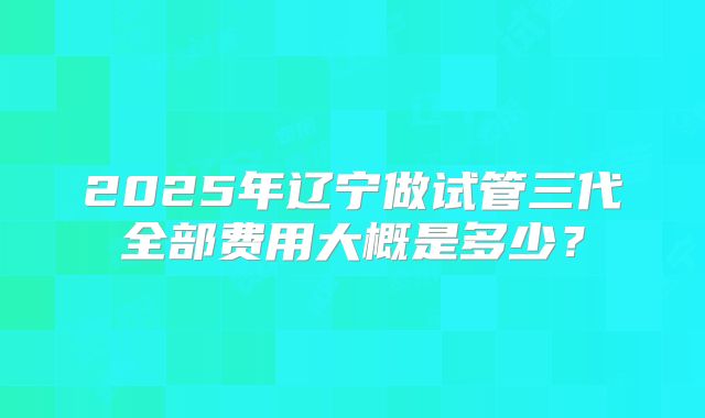 2025年辽宁做试管三代全部费用大概是多少？