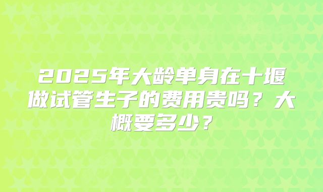 2025年大龄单身在十堰做试管生子的费用贵吗？大概要多少？