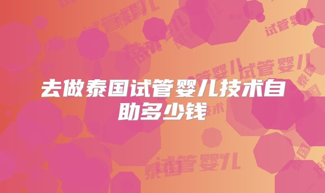 去做泰国试管婴儿技术自助多少钱