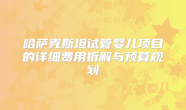 哈萨克斯坦试管婴儿项目的详细费用拆解与预算规划