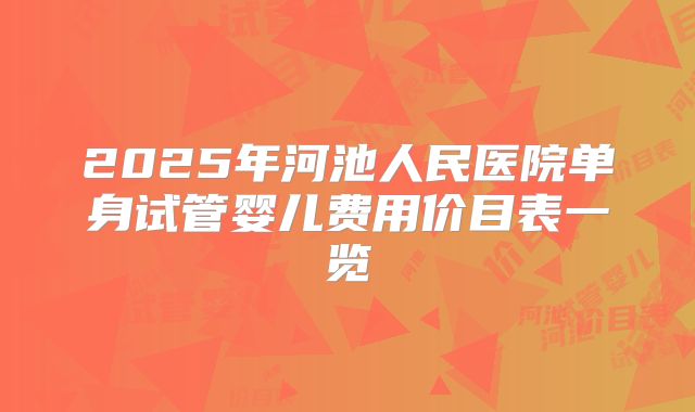 2025年河池人民医院单身试管婴儿费用价目表一览