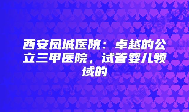 西安凤城医院：卓越的公立三甲医院，试管婴儿领域的