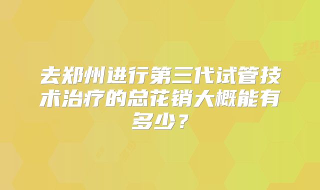 去郑州进行第三代试管技术治疗的总花销大概能有多少？