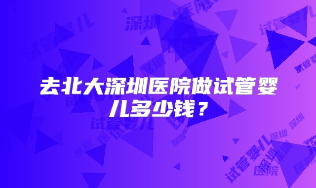 去北大深圳医院做试管婴儿多少钱?