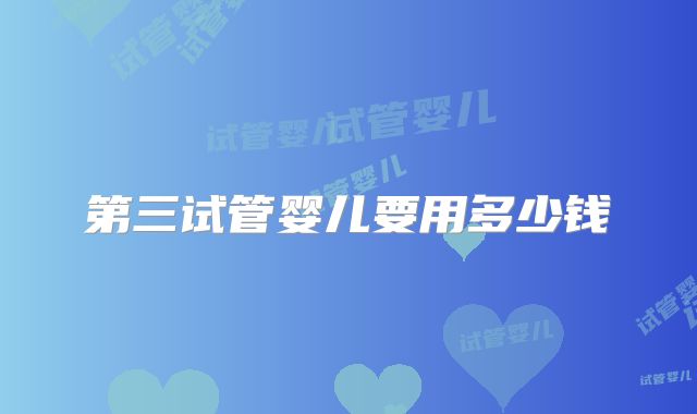 第三试管婴儿要用多少钱