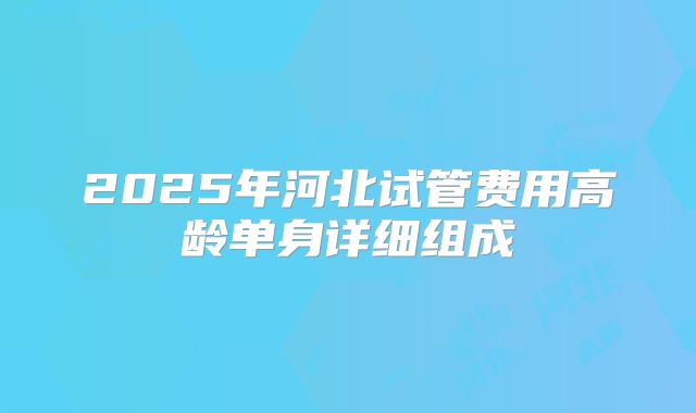 2025年河北试管费用高龄单身详细组成