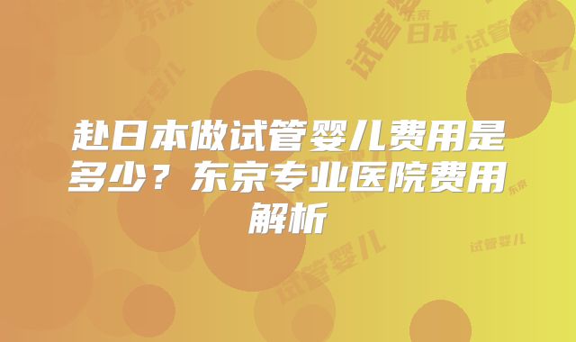 赴日本做试管婴儿费用是多少？东京专业医院费用解析