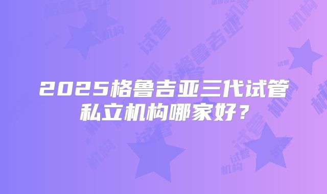 2025格鲁吉亚三代试管私立机构哪家好？