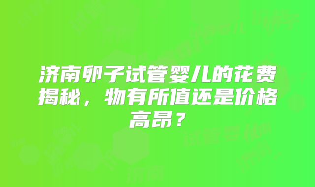 济南卵子试管婴儿的花费揭秘,物有所值还是价格高昂?