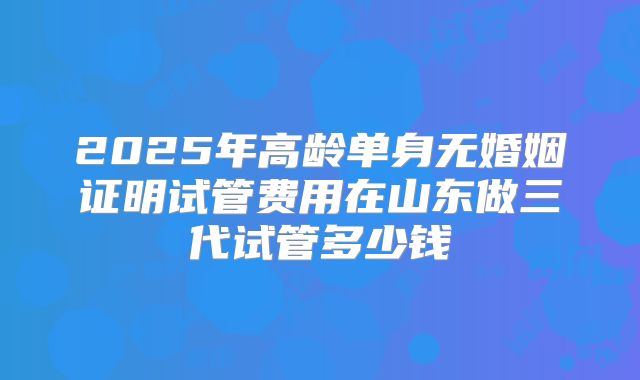 2025年高龄单身无婚姻证明试管费用在山东做三代试管多少钱