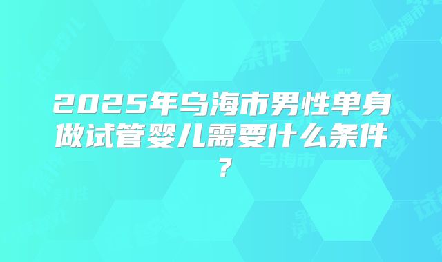 2025年乌海市男性单身做试管婴儿需要什么条件?