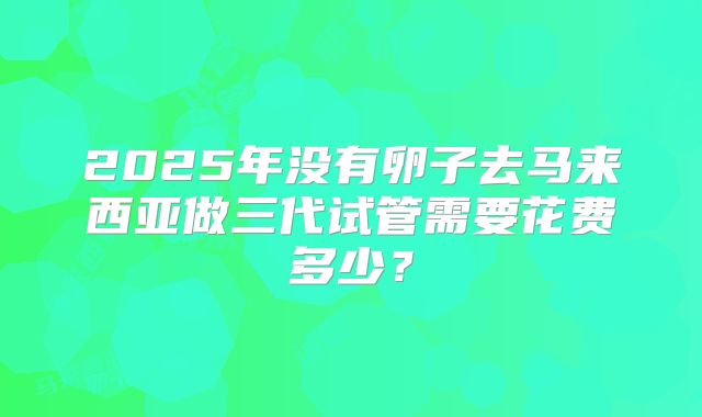 2025年没有卵子去马来西亚做三代试管需要花费多少?