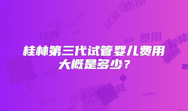 桂林第三代试管婴儿费用大概是多少？