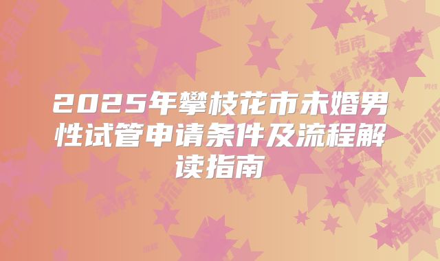 2025年攀枝花市未婚男性试管申请条件及流程解读指南