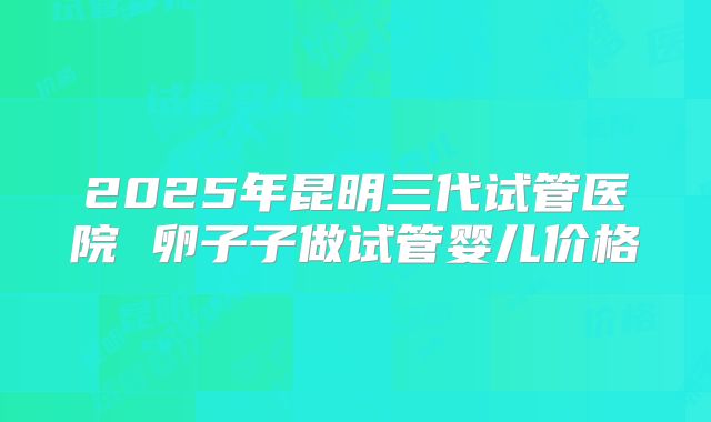 2025年昆明三代试管医院 卵子子做试管婴儿价格