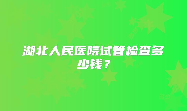 湖北人民医院试管检查多少钱?