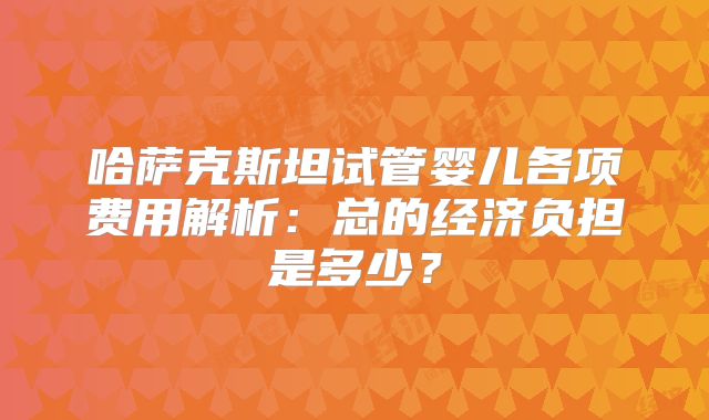 哈萨克斯坦试管婴儿各项费用解析：总的经济负担是多少？