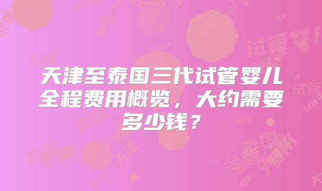 天津至泰国三代试管婴儿全程费用概览,大约需要多少钱?