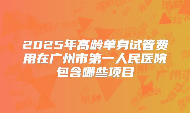 2025年高龄单身试管费用在广州市第一人民医院包含哪些项目