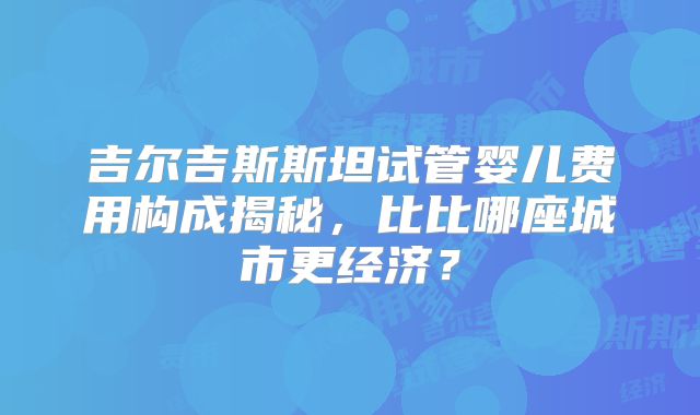 吉尔吉斯斯坦试管婴儿费用构成揭秘,比比哪座城市更经济?