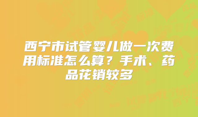西宁市试管婴儿做一次费用标准怎么算?手术、药品花销较多