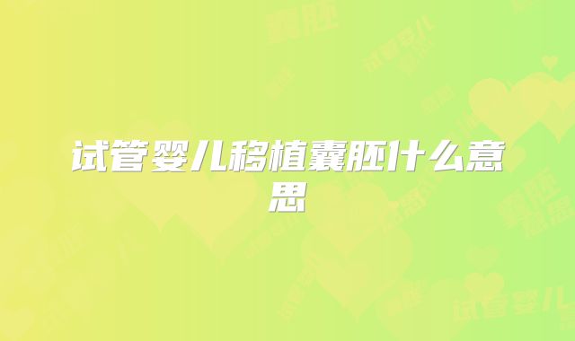 试管婴儿移植囊胚什么意思