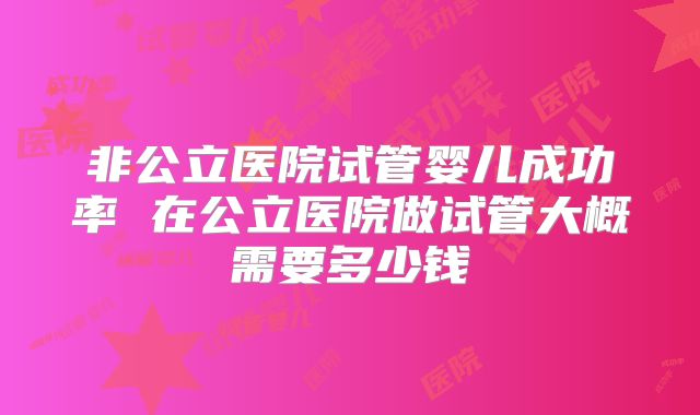 非公立医院试管婴儿成功率 在公立医院做试管大概需要多少钱