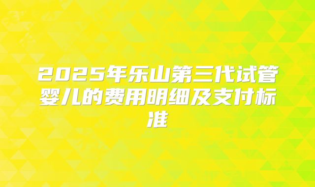 2025年乐山第三代试管婴儿的费用明细及支付标准