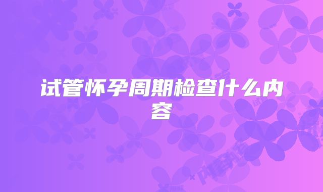 试管怀孕周期检查什么内容