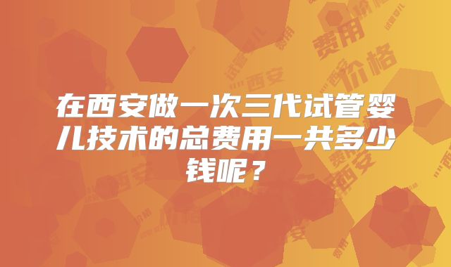 在西安做一次三代试管婴儿技术的总费用一共多少钱呢?