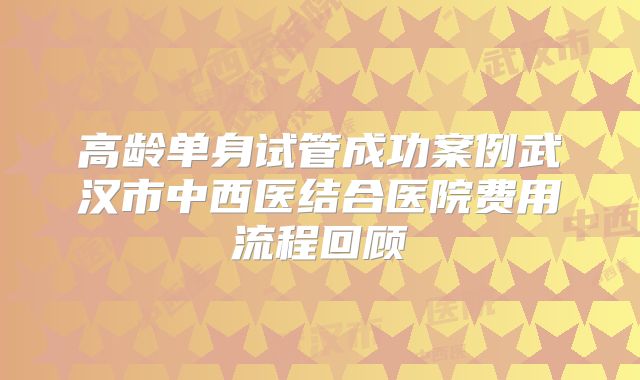 高龄单身试管成功案例武汉市中西医结合医院费用流程回顾
