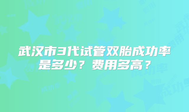 武汉市3代试管双胎成功率是多少?费用多高?