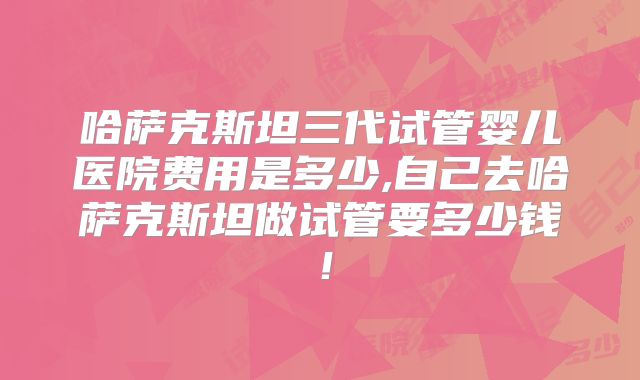 哈萨克斯坦三代试管婴儿医院费用是多少,自己去哈萨克斯坦做试管要多少钱!