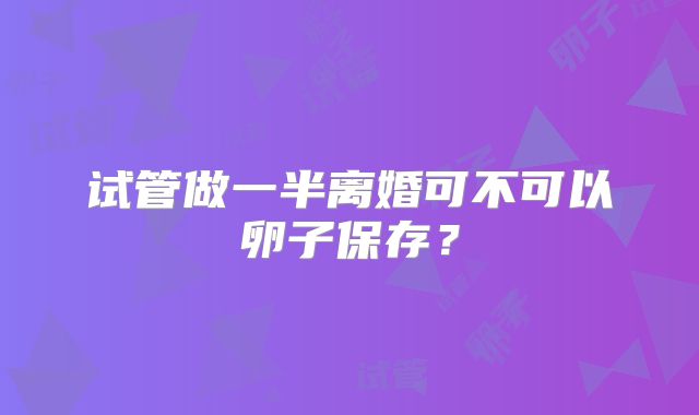试管做一半离婚可不可以卵子保存?