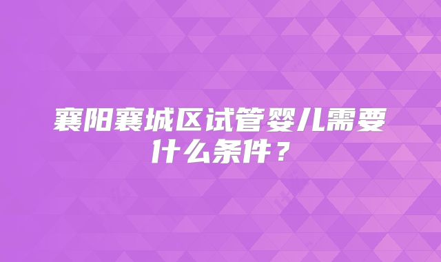 襄阳襄城区试管婴儿需要什么条件?
