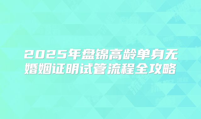 2025年盘锦高龄单身无婚姻证明试管流程全攻略