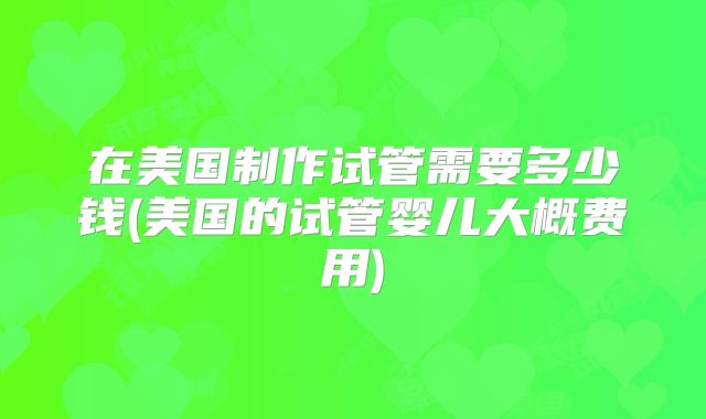 在美国制作试管需要多少钱(美国的试管婴儿大概费用)