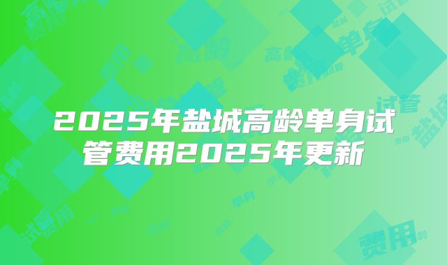 2025年盐城高龄单身试管费用2025年更新