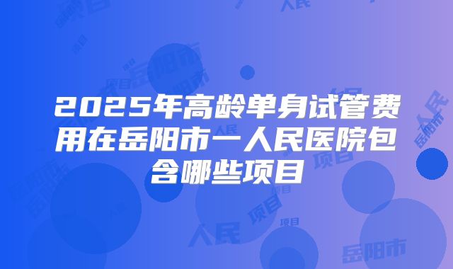 2025年高龄单身试管费用在岳阳市一人民医院包含哪些项目